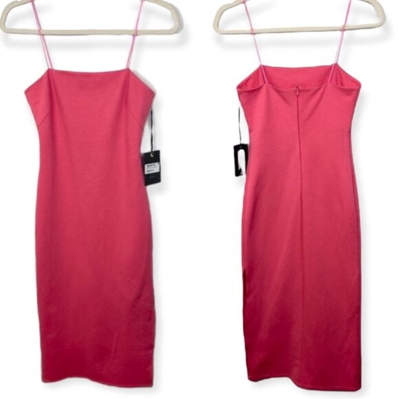 NWT 4SI3NNA Soren Sleeveless Side Slit Dress Neon Pink Size XS New With Tag Midi - Picture 1 of 9